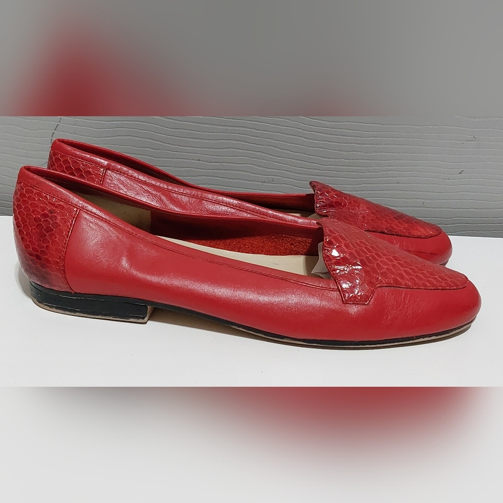 Vintage Jennifer Moore Leather Loafers with Snakeskin Detail Size 7N